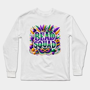 Mardi Gras Masquerade Mask Bead Squad Parade Women Men Kids Long Sleeve T-Shirt